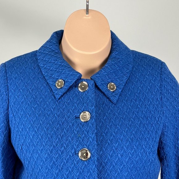 Randy Kemper Blue Textured Button Front Cropped Jacket size 14 - Picture 2 of 11